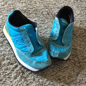 Saucony jazz shoes blue and yellow